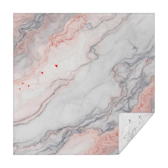 White Gray Red Marble Pattern Square Tablecloth,Waterproof Square Table Cover,Wipeable Spillproof Washable Table Cover for Home Kitchen Party Decor 42"X42"(107x107cm)