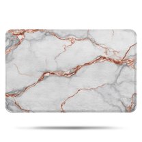 White Gray Rose Gold Marble Pattern Bathroom Rugs Mat,Non Slip Microfiber Bathroom Rug,Rubber Backing,Soft Bathroom Mats for Bathroom Floor,Tub and Shower,17x27in(43x68cm)