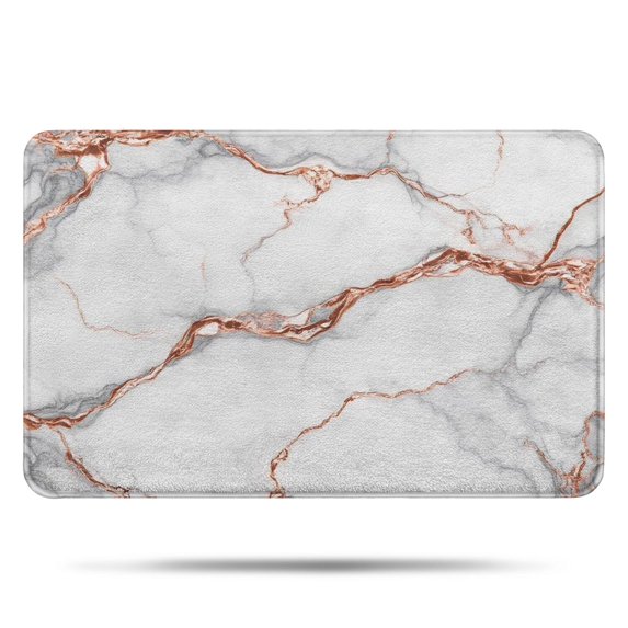 White Gray Rose Gold Marble Pattern Bathroom Rugs Mat,Non Slip Microfiber Bathroom Rug,Rubber Backing,Soft Bathroom Mats for Bathroom Floor,Tub and Shower,17x27in(43x68cm)