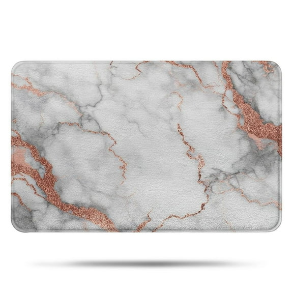 White Gray Rose Gold Marble Pattern Bathroom Rugs Mat,Non Slip Microfiber Bathroom Rug,Rubber Backing,Soft Bathroom Mats for Bathroom Floor,Tub and Shower,17x27in(43x68cm)