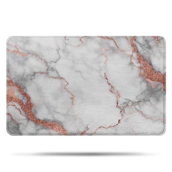 White Gray Rose Gold Marble Pattern Bathroom Rugs Mat,Non Slip Microfiber Bathroom Rug,Rubber Backing,Soft Bathroom Mats for Bathroom Floor,Tub and Shower,20x32in(50x80cm)