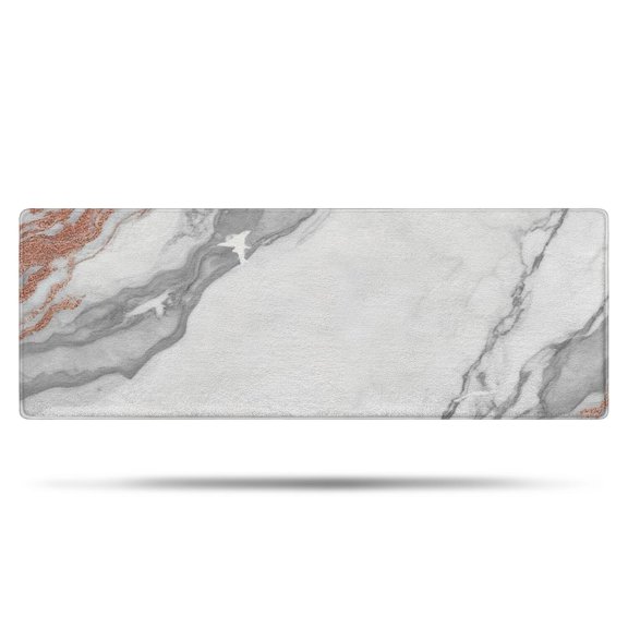 White Gray Rose Gold Marble Pattern Bathroom Rugs Mat,Non Slip Microfiber Bathroom Rug,Rubber Backing,Soft Bathroom Mats for Bathroom Floor,Tub and Shower,47x17in(120x43cm)