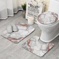 thumbnail image 1 of White Gray Rose Gold Marble Pattern Bathroom Rugs Sets 3 Piece,Toilet Cover Set,Absorbent Non Slip Bathroom Mats Sets with U-Shaped Contour Rug Toilet Rug Set, 1 of 5