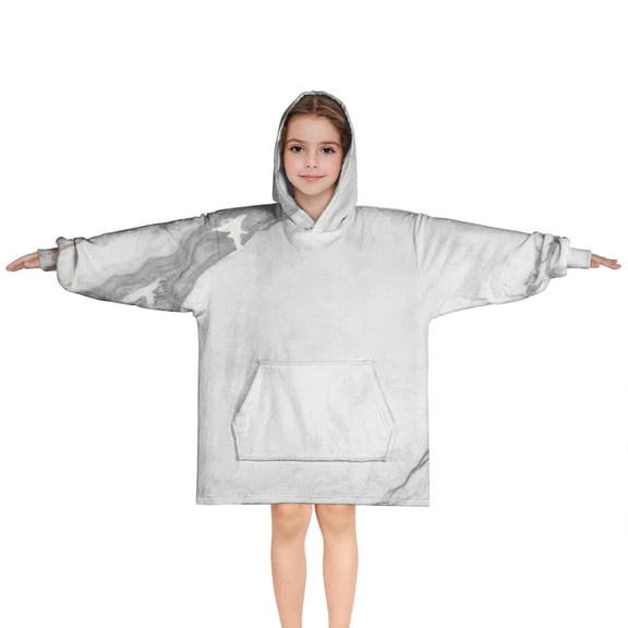 White Gray Rose Gold Marble Pattern Blanket Hoodies for Kids 6-13YR Oversize Wearable Blanket Hoodies for Boys Girls Teens