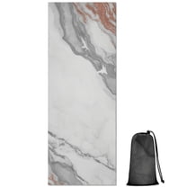 White Gray Rose Gold Marble Pattern Hot Yoga Mat Towel Non Slip for Hot Yoga - Quick-Drying Yoga Mat Cover with 4 Corner Pockets with Travel Bag - Hot Yoga Towel Non Slip 70"x26"