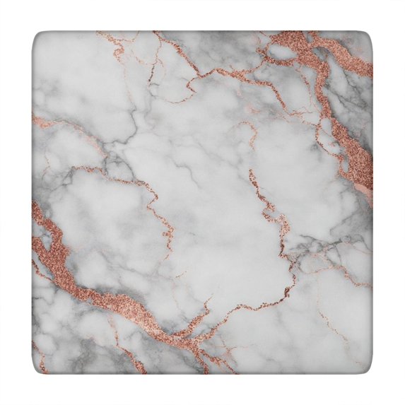 White Gray Rose Gold Marble Pattern Square Fitted Tablecloth with Elastic Edge,Square Table Cover,Washable Elastic Table Cover for Home Kitchen Party Decor 34"x34"