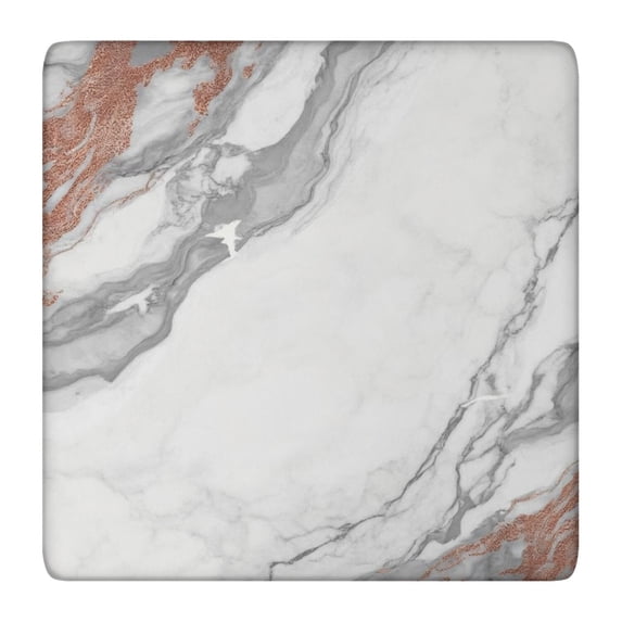White Gray Rose Gold Marble Pattern Square Fitted Tablecloth with Elastic Edge,Square Table Cover,Washable Elastic Table Cover for Home Kitchen Party Decor 36"x36"