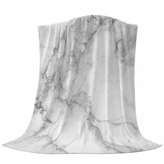White Gray Throw Flannel Blanket Abstract Art Marble Texture Modern Simple Super Soft Cozy Bed Blanket, Lightweight Plush Fuzzy Bed Throw for Bedroom Sofa Couch Living Room 50x60In,