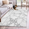 thumbnail image 1 of White Gray Washable Area Rugs 4'x6', Abstract Art Marble Texture Modern Concise Low Pile Throw Living Room Rug Non-Slip Sturdy Edge Binding Carpet for Indoor Entryway Bedside Kitchen, 1 of 9