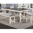 thumbnail image 1 of White & Gray Wooden Top Dining Table - 60"+18" Leaf, Modern Farmhouse Style, Rectangular, Solid Wood, Perfect for Dining Room, Seats 6, Classic Design, 1 of 6