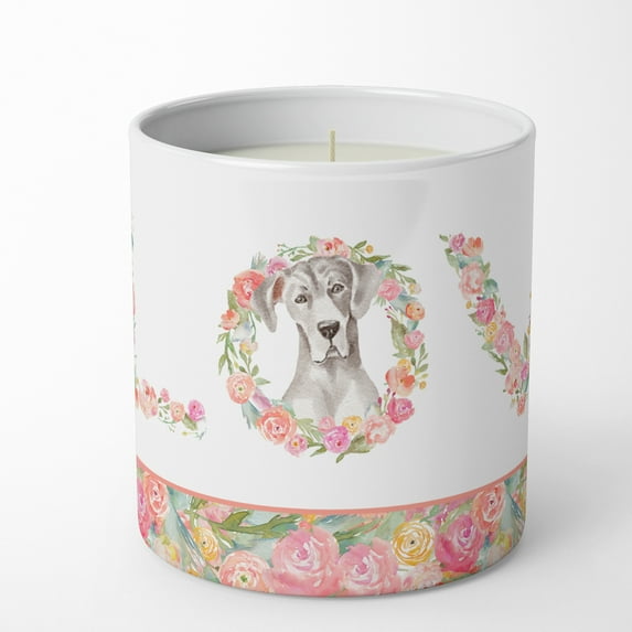 White Great Dane Love 10 oz Decorative Soy Candle