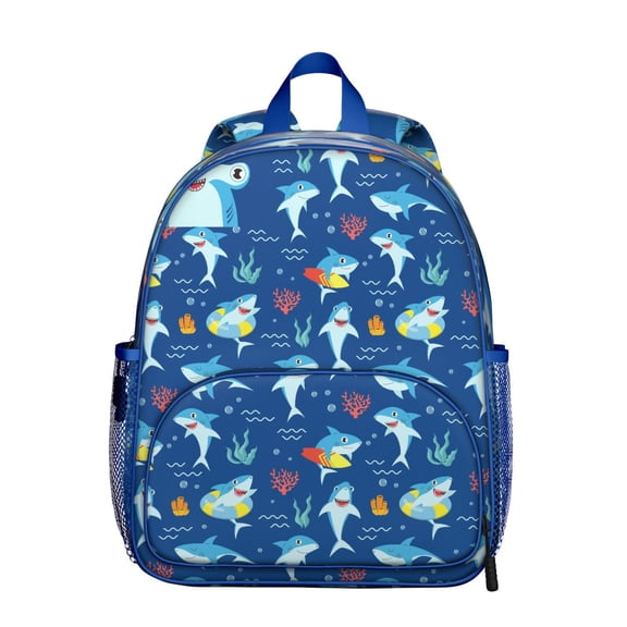 White Great Shark Student Backpack - Waterproof Cartoon School Bag with Underwater Marine Life and Nautical Sea Design, Comfortable Adjustable Shoulder Straps