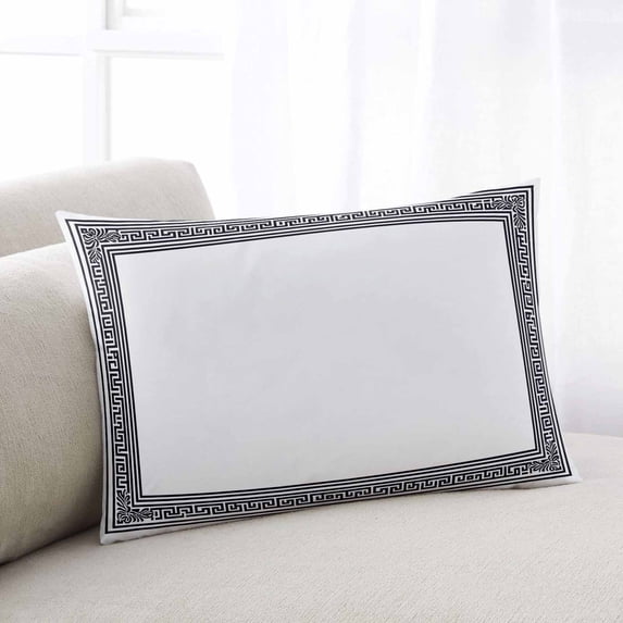 White Greek Key Small Pillow Covers, Geometric Greece Ancient Farmhouse Geo Soft Throw Pillow Cases with Invisible Zipper, Decorative Pillowcase Pillows Protectors for Sofa Bed Chair 12"x20"