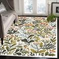 thumbnail image 1 of White Green Botanical Floral Pattern Modern Living Room Dining Room Rug Farmhouse Soft Washable Area Rug For Home Office Nursery Bedroom Classroom Hallway Art Deco Carpet Rugs 1x2ft, 1 of 6