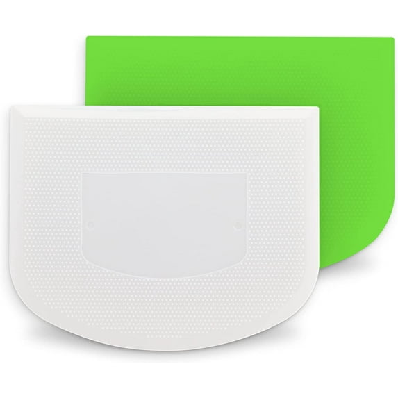 White And Green Bowl Scraper Flexible Food Safe Plastic Scraper Chopper Multipurpose Good Grip Curved and Flat Edge Pizza and Dough Cutter for Kitchen Pack of 2