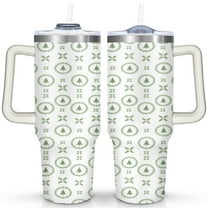 White Green Christmas Tree 40 Oz Tumbler with Handle Lid and Straw Stainless Steel Double Walled Vacuum Insulated Cup Merry Christmas Gifts Tumbler for Women Men Friends Outdoor Indoor
