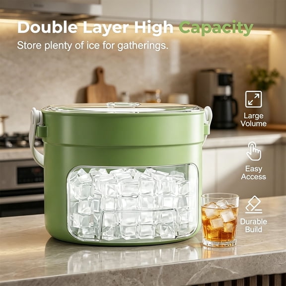 White Green Compact Covered Ice Maker Tray Household RV Beverage Chilling Ice Container