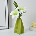 thumbnail image 1 of White Green Contemporary Plastic Vase for Artificial Flowers, Modern Home Decor Centerpiece for Tabletop Wedding Party Decor, 6.69x4.41x1.34in, 1 of 6