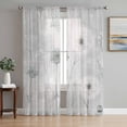 thumbnail image 1 of White Green Dandelion Sheer Curtains 96 Inch Length 2 Panels Set, Grey Floral Leaves Voile Window Treatment Semi Sheer Long Curtains Drapes for Bedroom/Living Room/Kitchen 52"x96"x2, 1 of 7