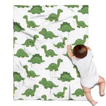 White Green Dinosaurs Pattern Blanket,Comfortable Soft Flannel Throw Blanket,All Season,Warm Lightweight Blankets for Sofa Bed Couch Living Room Chair,30"x40"