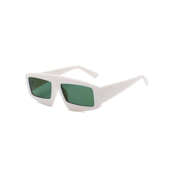 White & Green Frame Light Green Lens Minimalist Sunglasses - UV Protection Casual Daily Eyewear