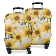 thumbnail image 1 of White Green Leaf Butterfly Newspaper Sunflower Pattern Luggage Cover Fashion Suitcase Cover Baggage Covers Fit 25-28 Inch Luggage (Go Travel), 1 of 5