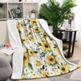 thumbnail image 1 of White Green Leaf Flower Sunflower Pattern Blanket,Comfortable Soft Flannel Throw Blanket,All Season,Warm Lightweight Blankets for Sofa Bed Couch Living Room Chair,40"x50", 1 of 4
