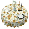 thumbnail image 1 of White Green Leaf Flower Sunflower Pattern Round Tablecloth 60"x60",Wrinkle Wipeable Table Cloth for Kitchen Dining Room Picnic Patio Party, 1 of 6