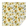 thumbnail image 1 of White Green Leaf Flower Sunflower Pattern Square Tablecloth,Waterproof Square Table Cover,Wipeable Spillproof Washable Table Cover for Home Kitchen Party Decor 60"x60"(152x152cm), 1 of 6