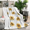thumbnail image 1 of White Green Leaf Sunflower Pattern Blanket,Comfortable Soft Lamb Wool Throw Blanket,All Season,Warm Lightweight Blankets for Sofa Bed Couch Living Room Chair,50"x60", 1 of 4