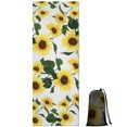 thumbnail image 1 of White Green Leaf Sunflower Pattern Hot Yoga Mat Towel Non Slip for Hot Yoga - Quick-Drying Yoga Mat Cover with 4 Corner Pockets with Travel Bag - Hot Yoga Towel Non Slip 70"x26", 1 of 6