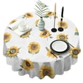 thumbnail image 1 of White Green Leaf Sunflower Pattern Round Tablecloth 60"x60",Wrinkle Wipeable Table Cloth for Kitchen Dining Room Picnic Patio Party, 1 of 6
