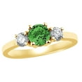 thumbnail image 1 of AFFY White & Green Natural Diamond Three Stone Fancy Ring in 14k Yellow Gold (0.75 cttw), 1 of 1