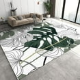 thumbnail image 1 of White Green Palm Leaves Area Rug, Modern Abstract Minimalism Non-Slip Rug, Washable Carpet Lightweight Portable Breathable Soft Comfortable For Bedroom Living Room Study Boy Girl 5x8ft, 1 of 6