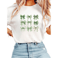 thumbnail image 1 of White Green Patterned Bow Print T shirt St Patricks Day Graphic Tees Oversized Shirts Elegant Holiday Casual Wear Tops S-5XL, 1 of 4