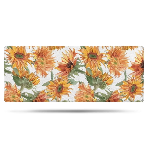 White Green Stem Sunflower Pattern Bathroom Rugs Mat,Non Slip Microfiber Bathroom Rug,Rubber Backing,Soft Bathroom Mats for Bathroom Floor,Tub and Shower,60x24in(150x60cm)