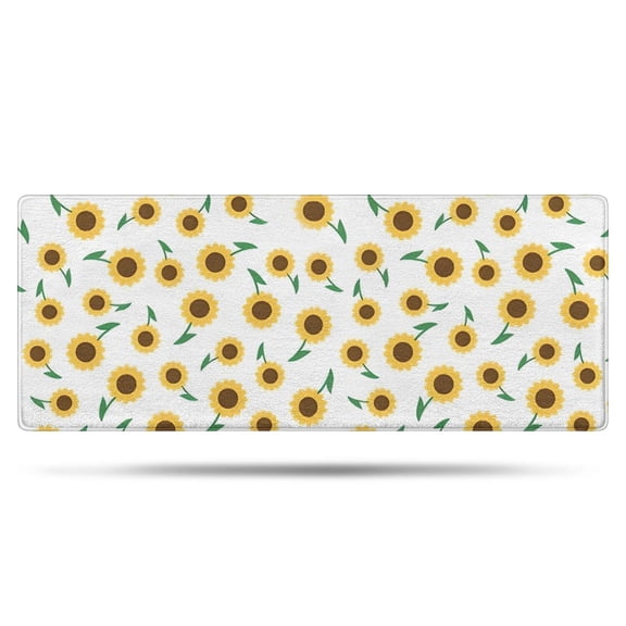 White Green Stem Sunflower Pattern Bathroom Rugs Mat,Non Slip Microfiber Bathroom Rug,Rubber Backing,Soft Bathroom Mats for Bathroom Floor,Tub and Shower,60x24in(150x60cm)