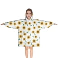 thumbnail image 1 of White Green Stem Sunflower Pattern Blanket Hoodies for Kids 6-13YR Oversize Wearable Blanket Hoodies for Boys Girls Teens, 1 of 7