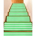 thumbnail image 1 of White Green Striped Stair Treads Non Slip for Steps Simple Stripes Background 15 Pcs Reusable Adhesive Stair Runner Mats for Dogs Elders Carpet Treads Rugs for Staircase 8x30 In, 1 of 7