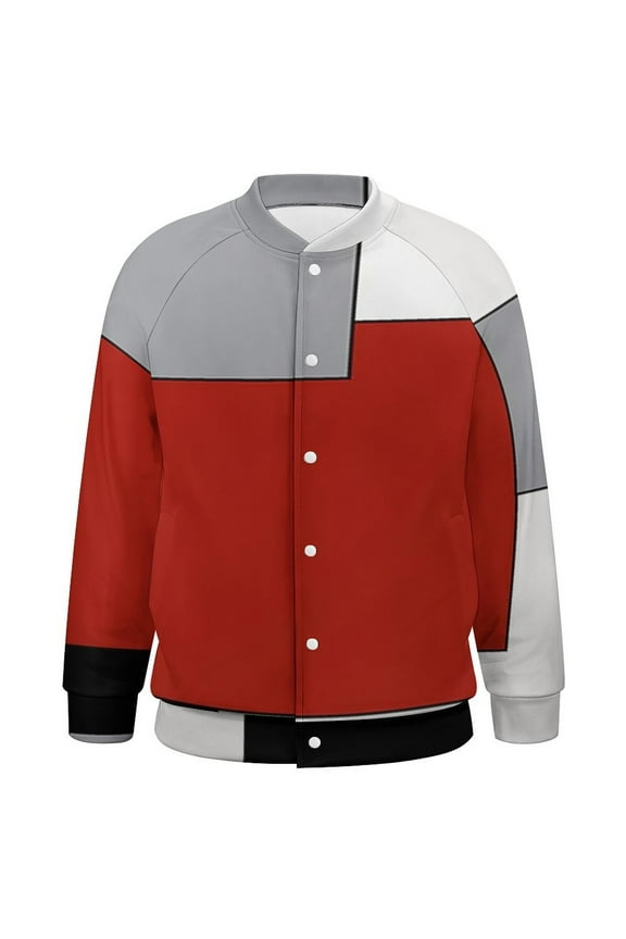 White Grey Black Red Abstract Geometric Baseball Jersey Fashion Ribbed Sleeve Man Women's Jacket Motion Tops XXS-6XL