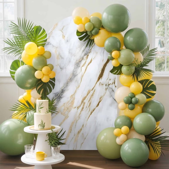 White Grey Gold Marble Arch Backdrop Cover, 7.2FT, Abstract Modern Cracked Stone Texture Spandex Arch Covers Double-Sided Backdrop for Wedding Birthday Party Photo Background Decoration