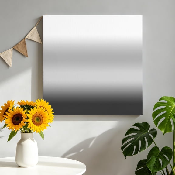 White and Grey Gradient Canvas Wall Art, Minimalist Dark Grey Ombre Modern Art Framed Canvas Wall Decor Picture Print Artwork Decorations for Living Room Office Ready to Hang 8" x 8"