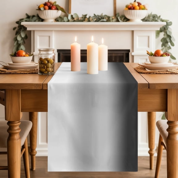 White and Grey Gradient Dining Table Runner, Minimalist Dark Grey Ombre Modern Art Washable Table Runners Kitchen Coffee Table Center Decor for Home Party Holiday Wedding 13 x 48 Inches