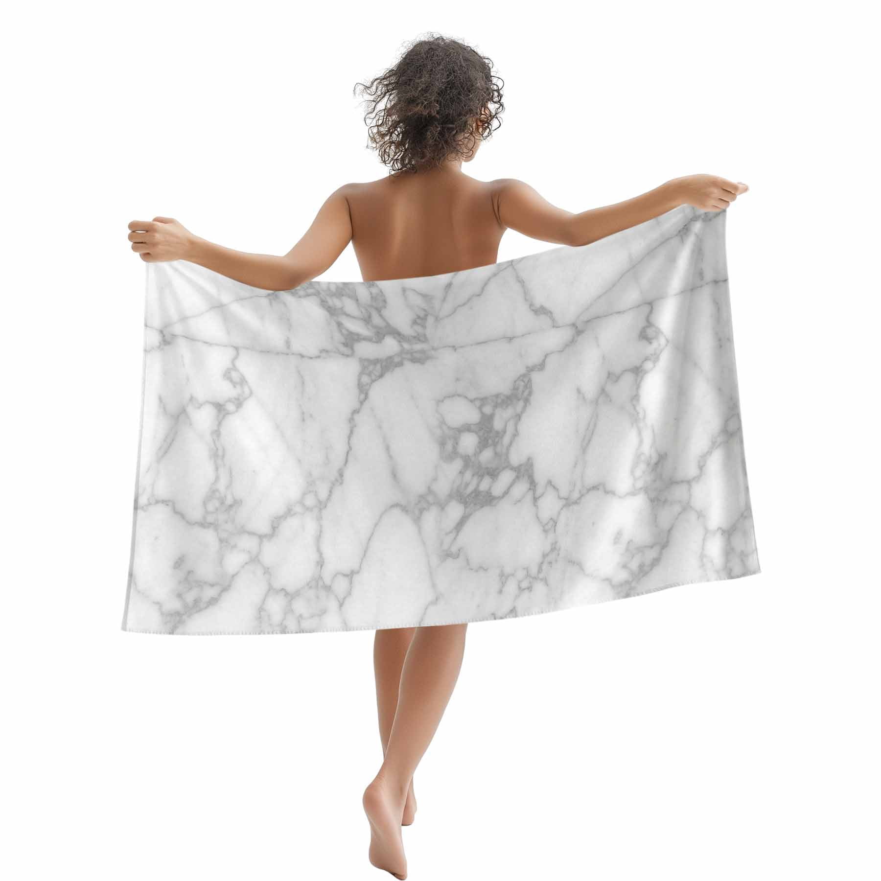 White Grey Marble Beach Towels Blanket Soft&Absorbent Quick Dry Microfiber Modern Abstract Art Pool Towels for Swimming ,Yoga, Sports, Gym, Camping,Large 35X70in,