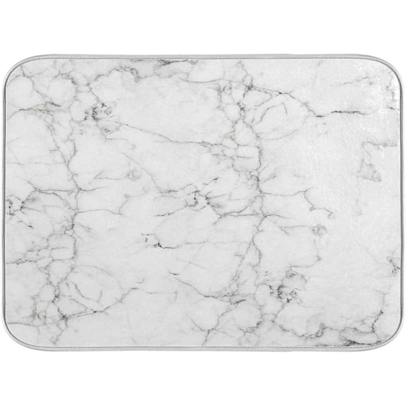 White Grey Marble Dish Drying Mat 18x24 for Kitchen Counter Black and White Marble Dishes Drying Pads Dish Drainer Rack Mats Absorbent Quick Drying Kitchen Accessories Coffee Bar Mats for Countertop