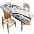 thumbnail image 1 of White Grey Marble Table Cloths for 8 Foot Rectangle Tables, Modern Abstract Art Ink Painting Patio Waterproof Elastic Fitted Tablecloths, Washable Rectangular Table Cover for Camping, 1 of 8