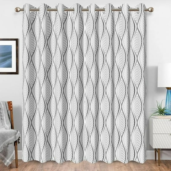 White Grey Moroccan Metallic Printed Blackout Curtains,Geometric Modern Top Grommet Thermal Window Drapes For Bedroom Living Room Decor 53"W x 84"L (Pack of 2)