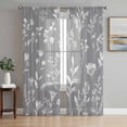 thumbnail image 1 of White Grey Spring Floral Sheer Curtains 84 Inch Length 2 Panels Set, Summer Flowers Botanical Voile Window Treatment Rod Pocket Curtains Sheers Drapes for Bedroom/Living Room/Kitchen 52"x84"x2, 1 of 7