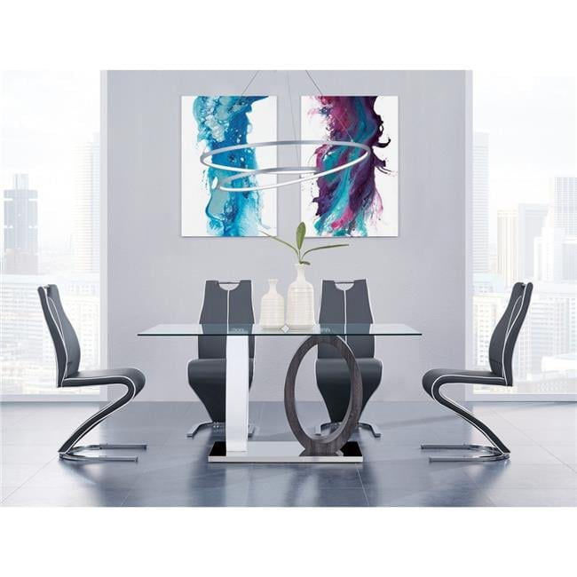 White And Grey Two Toned Oval Design Support With Rectangular Glass Top Dining Table White And Grey Two Toned Oval Design Support With Rectangular Glass Top Dining Table