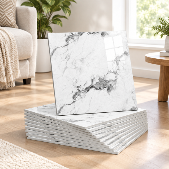White Grey2 11.8" x 11.8" x 10Pack PVC Foam Peel and Stick Decorative Wall Panels